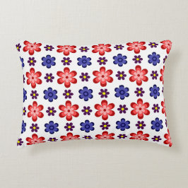 Boho Blue Purple Red Flowers Accent Pillow Dekokissen