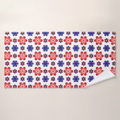 Boho Blue Purple Red Flowers Bath Towel Badehandtuch (Badehandtuch)