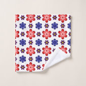 Boho Blue Purple Red Flowers Bath Towel Set (Waschlappen)