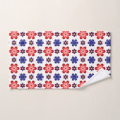 Boho Blue Purple Red Flowers Hand Towel Handtuch (Handtuch)