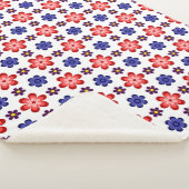 Boho Blue Purple Red Flowers Large Sherpa Blanket Sherpadecke (3/4)