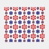 Boho Blue Purple Red Flowers Medium Fleece Blanket (Vorderseite (Horizontal))
