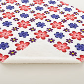 Boho Blue Purple Red Flowers Medium Sherpa Blanket Sherpadecke (3/4)