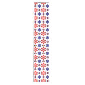 Boho Blue Purple Red Flowers Medium Table Runner Mittelgroßer Tischläufer (Vorderseite)