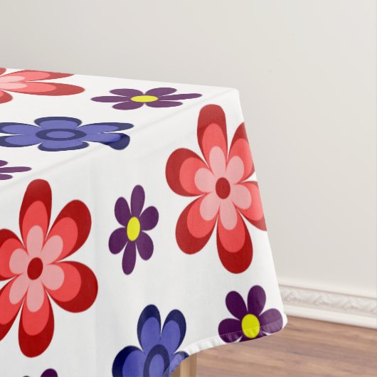 Boho Blue Purple Red Flowers Medium Tablecloth Tischdecke (Beispiel)