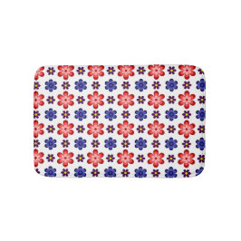 Boho Blue Purple Red Flowers Small Bath Mat Badematte