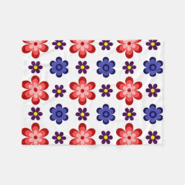 Boho Blue Purple Red Flowers Small Fleece Blanket