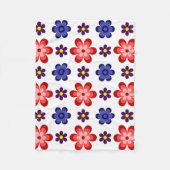 Boho Blue Purple Red Flowers Small Fleece Blanket (Vorderseite)