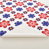 Boho Blue Purple Red Flowers Small Sherpa Blanket Sherpadecke (3/4)