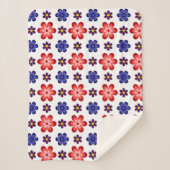 Boho Blue Purple Red Flowers Small Sherpa Blanket Sherpadecke (Vorderseite)