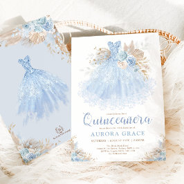 Boho Blue Quinceañera Princess Dress Birthday Einladung