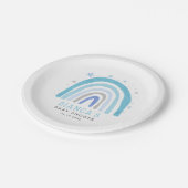 Boho Blue Rainbow Baby Dusche Pappteller (Schrägansicht)
