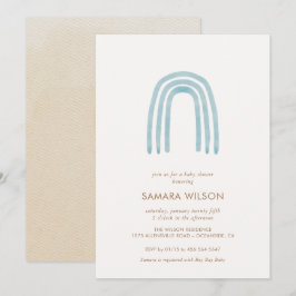 Boho Blue Rainbow Baby Shower Einladung