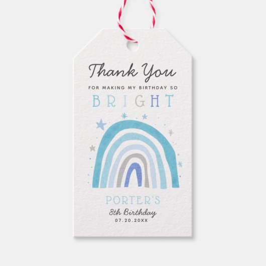 Boho Blue Rainbow Birthday Party So hell Geschenkanhänger (Vorderseite)