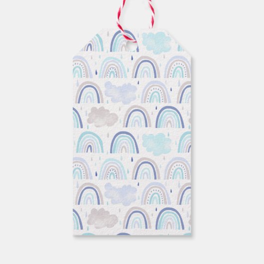 Boho Blue Rainbow Birthday Party So hell Geschenkanhänger (Rückseite)