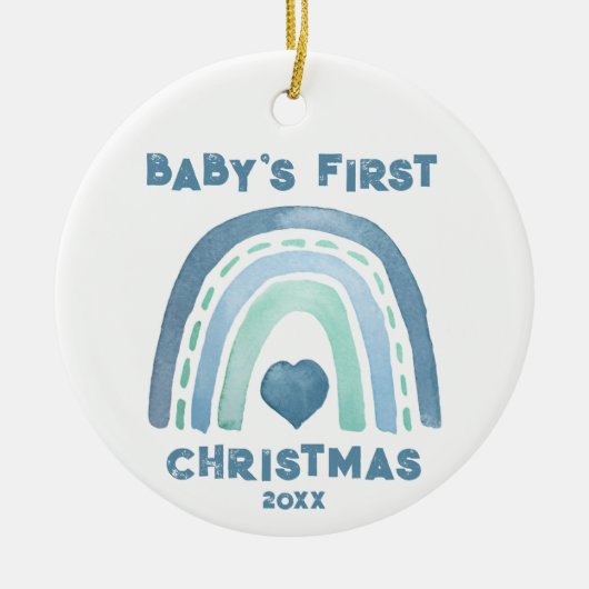 Boho Blue Rainbow Christmas Ornament (Vorne)