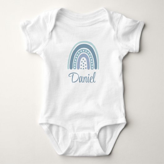Boho Blue Rainbow Individuelle Name Baby Strampler (Vorderseite)