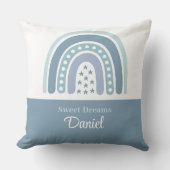 Boho Blue Rainbow Individuelle Name Throw Kissen (Vorderseite)