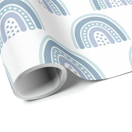 Boho Blue Rainbow Pattern Geschenkpapier (Rolleneckpunkt)