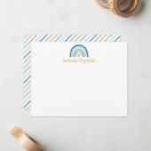 Boho Blue Rainbow Stationery Mitteilungskarte (Vorderseite/Rückseite Beispiel)