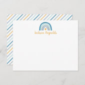Boho Blue Rainbow Stationery Mitteilungskarte (Vorne/Hinten)