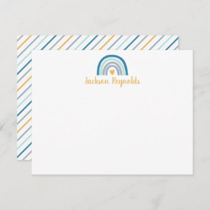 Boho Blue Rainbow Stationery Mitteilungskarte
