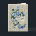 Boho Blue Rose Moth Watercolor Geburtstagskarte Karte<br><div class="desc">Diese personalisierte Geburtstagskarte verfügt über einen Blumenstrauß mit blauen Rose und eine blaue Motte.   Innen kann auch der Text geändert werden.</div>