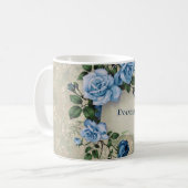 Boho Blue Rose Moth Watercolor Kaffeetasse (Vorderseite Links)