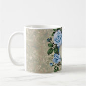 Boho Blue Rose Moth Watercolor Kaffeetasse (Links)