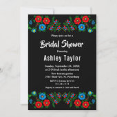 Boho Blue Rote Rosen Romantisches Brautparty Einladung (Vorderseite)