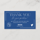 Boho blue script order danke visitenkarte (Vorderseite)