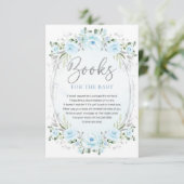 Boho Blue Silver Garden Blume Bücher für Baby Begleitkarte (Stehend Vorderseite)