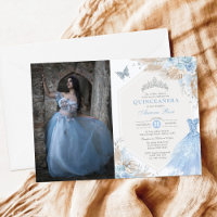 Boho Blue Silver Quinceañera 15. Geburtstag Foto