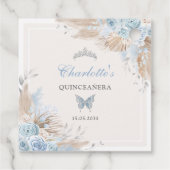 Boho Blue Silver Quinceanera Miss Quince 15 Geschenkanhänger (Rückseite)