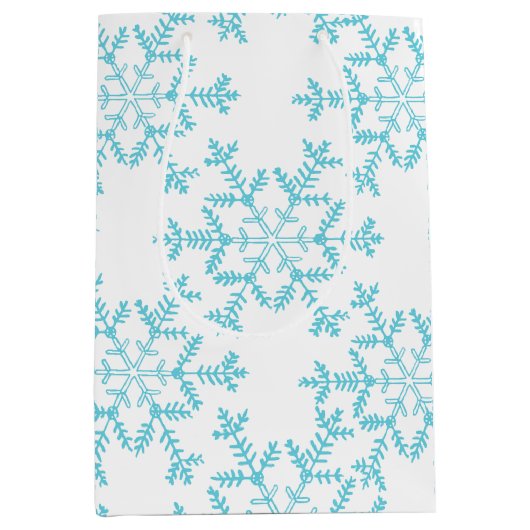 Boho Blue Snowflakes Gift Bag Mittlere Geschenktüte (Vorderseite)