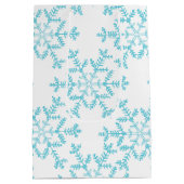 Boho Blue Snowflakes Gift Bag Mittlere Geschenktüte (Rückseite)
