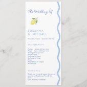 Boho Blue Squiggle Border Lemon Wedding Program Programm (Vorderseite)