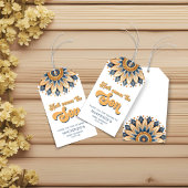 Boho Blue Sunflower Retro Typografie Geschenkanhänger