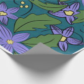 Boho Blue & Teal Floral Botanical Wrapping Paper  Geschenkpapier (Ecke)