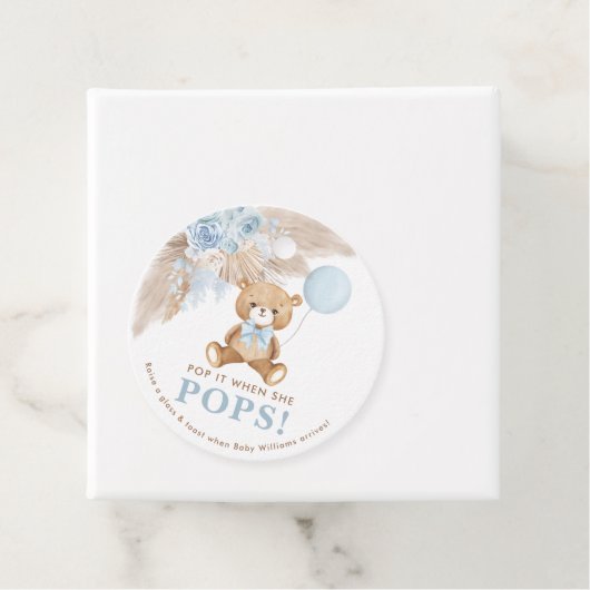 Boho Blue Teddy Bear Balloon Champagne Geschenkanhänger (Beispiel)