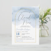 Boho Blue The Bridge ist auf dem Nine Cloud Brautp Einladung (Stehend Vorderseite)