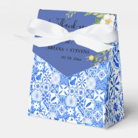 Boho Blue tile und Lemon Arch Hochzeit Vielen Dank