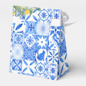 Boho Blue tile und Lemon Arch Hochzeit Vielen Dank Geschenkschachtel (Rückseite)