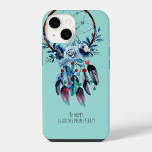 Boho Blue Traumfänger Lustige Zitat Feder Floral  iPhone 14 Hülle