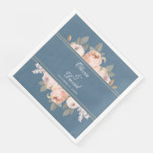 Boho Blue und Blush Peonies Wedding Serviette (Ecke)