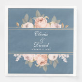 Boho Blue und Blush Peonies Wedding Serviette (Vorderseite)