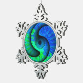 Boho Blue und Green Swirl Snowflake Ornament (Rechts)