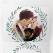 Boho Blue und Green Wreath Wedding Dreifach Gefaltete Einladung (Innen Erste Seite)