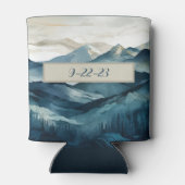 Boho Blue und Tan Mountain Can Cooler Dosenkühler (Rückseite)