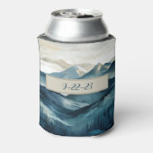 Boho Blue und Tan Mountain Can Cooler Dosenkühler (Kanne Rückseite)